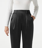 Pantalon habillé fuselé taille haute en satin avec poches