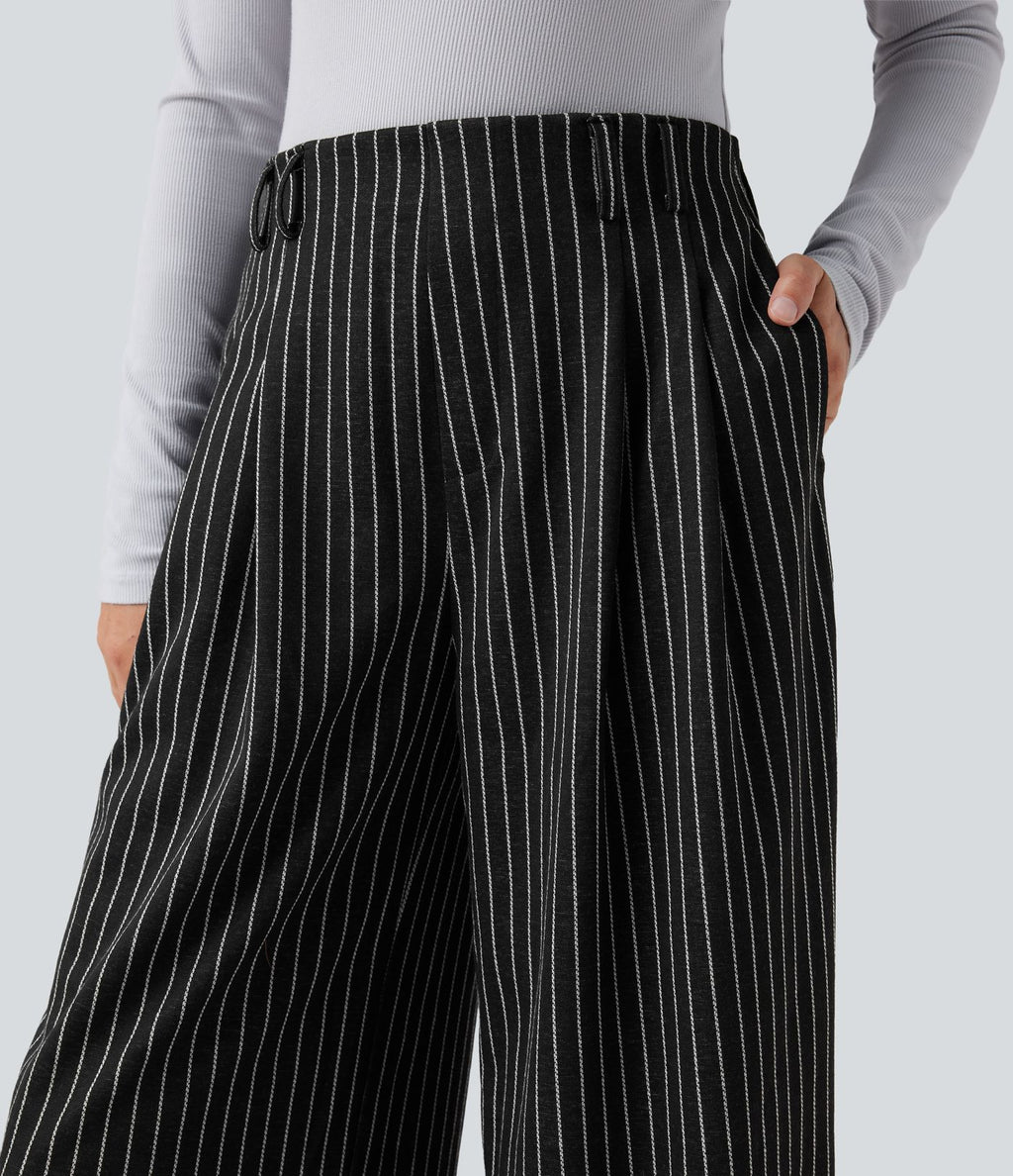 Pantalon de travail Halara Flex™ ample à rayures, taille haute, avec poches