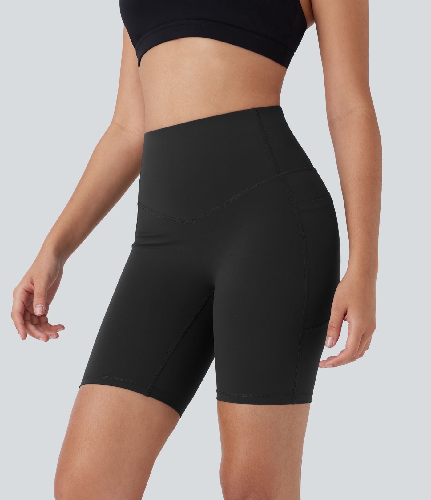 Short cycliste 17,5 cm d'entraînement gainant galbant taille haute avec poches Halara UltraSculpt™
