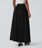 Jupe décontractée maxi fluide 2-en-1 taille haute avec fente