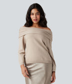 Pull épaules dénudées manches longues