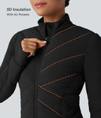 Doudoune col montant manches longues avec trous pouces et poches