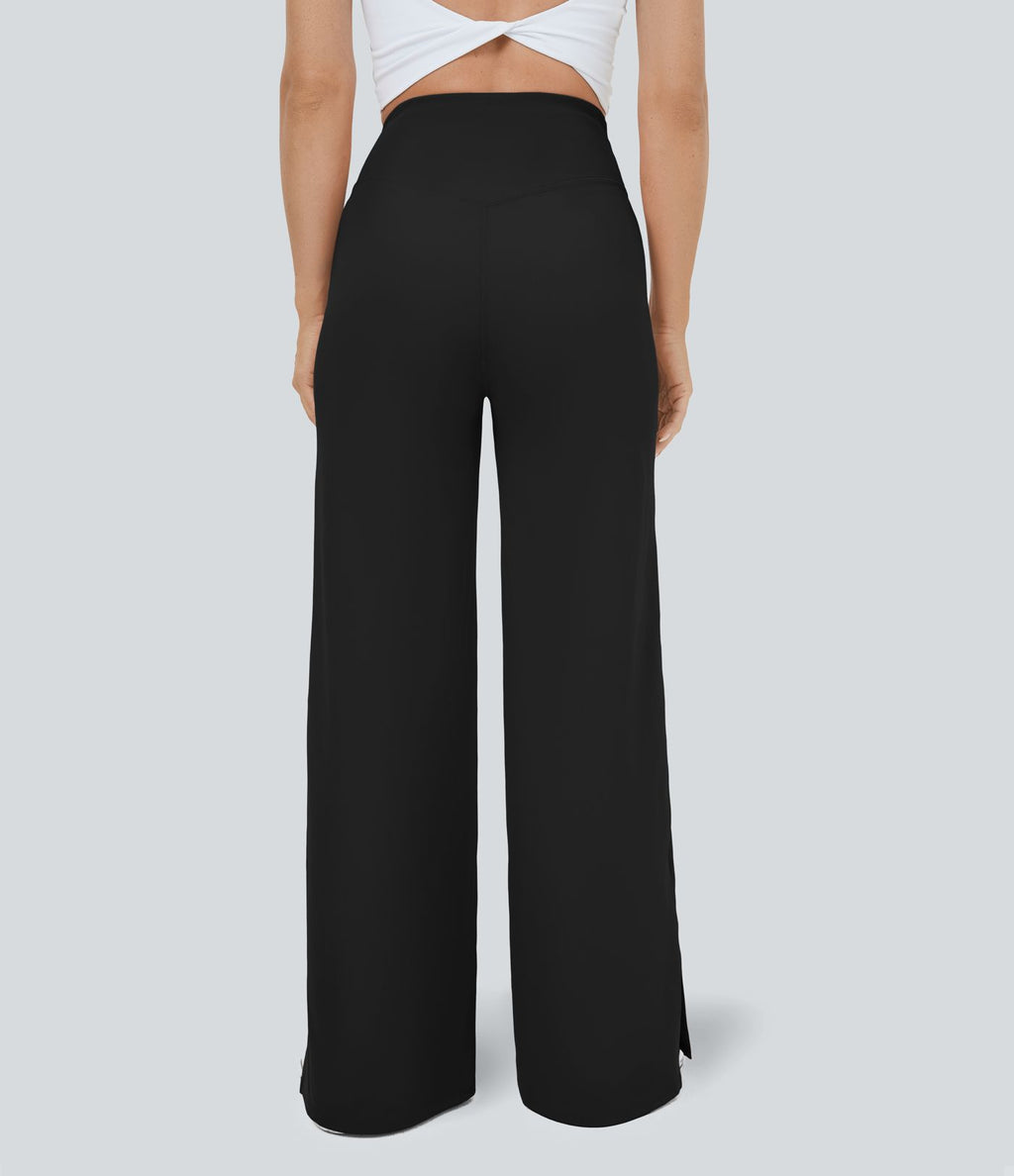 Pantalon yoga large croisé avec ourlet et poches DayStretch - Smile
