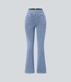 Halara Flex™ Jean bootcut décontracté extensible délavé taille haute à poches multiples