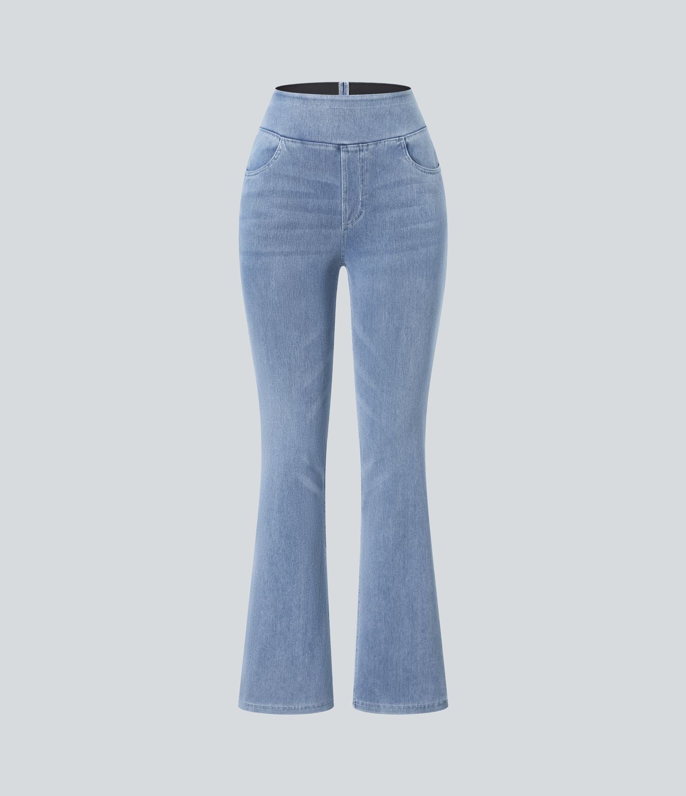 Halara Flex™ Jean bootcut décontracté extensible délavé taille haute à poches multiples