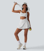 Jupe-short de tennis mini taille haute croisée à rayures avec poches