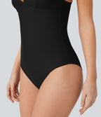 Maillot de bain une pièce gainant à dos nu avec décolleté plongeant en V et bretelles ajustables