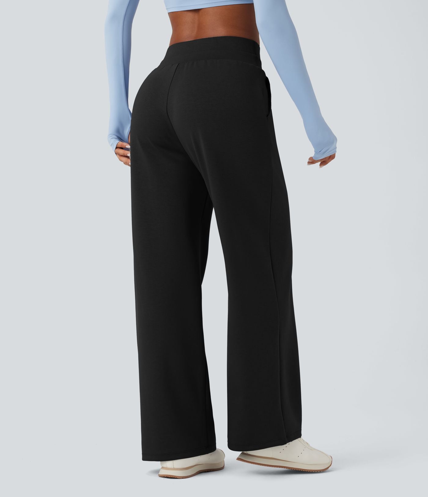 Pantalon de yoga ample taille haute avec poches