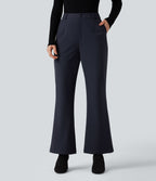 Pantalon tailleur évasé taille haute avec poches