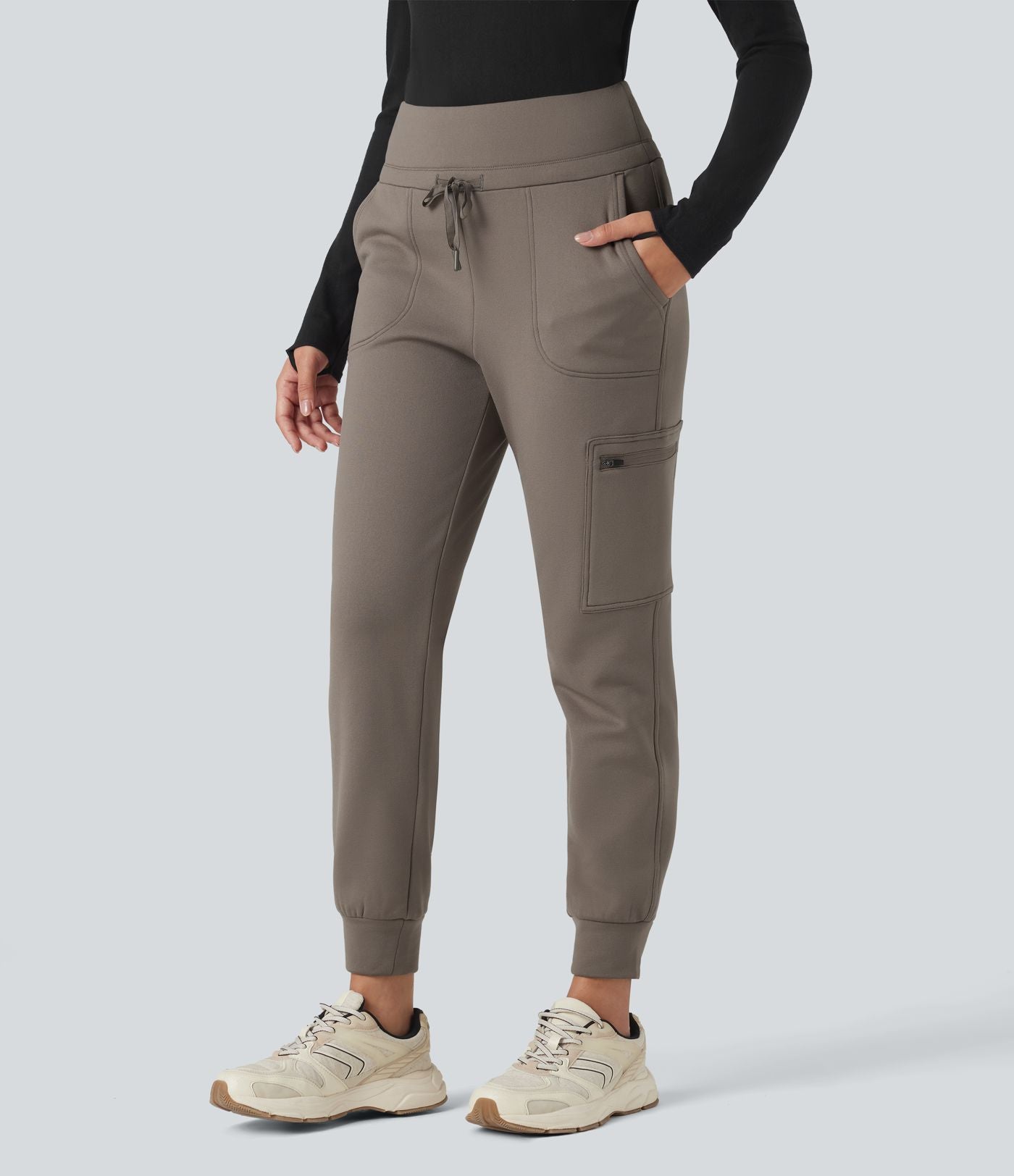 Jogging de randonnée polaire fuselé taille haute avec cordon de serrage et poches