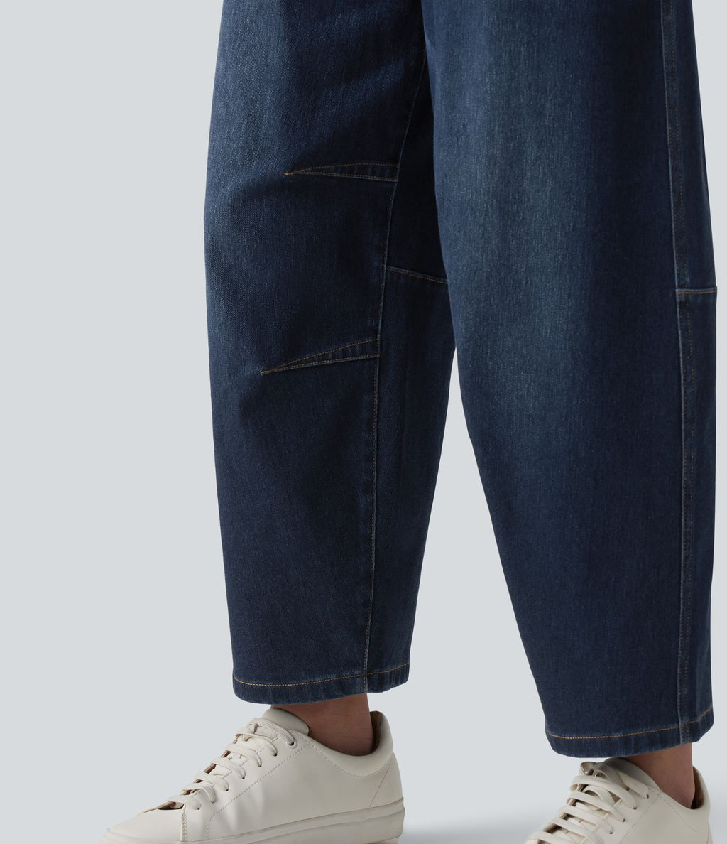 Jean Barrel 7/8 taille basse Halara Flex™ avec poches zippées