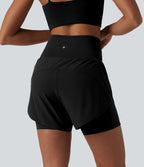 Shorts yoga Breezeful™ taille super haute 2-en-1 séchage rapide, ourlet arrondi, entrejambe 13cm, avec poches