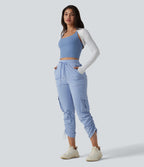 Pantalon cargo de sport SoftlyZero™ Airy taille mi-haute à cordon de serrage, effet frais, avec poches, protection solaire UPF50+