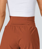 Short 7,5cm Yoga 2 en 1 Super Taille Haute Poches Arrière Poches Cachées Latérales