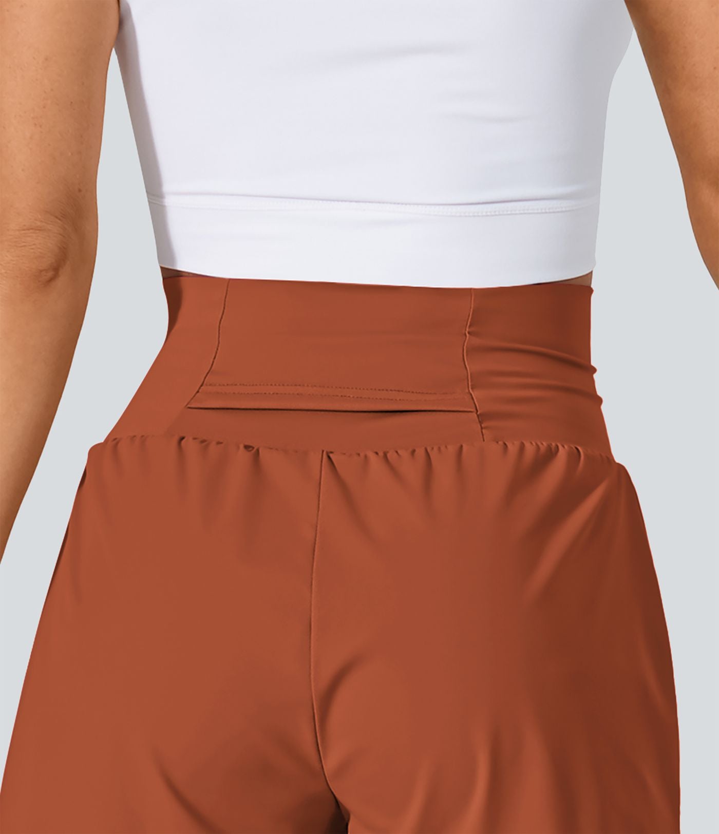Short 7,5cm Yoga 2 en 1 Super Taille Haute Poches Arrière Poches Cachées Latérales