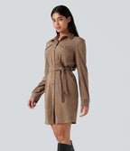 Robe courte col tailleur manches longues