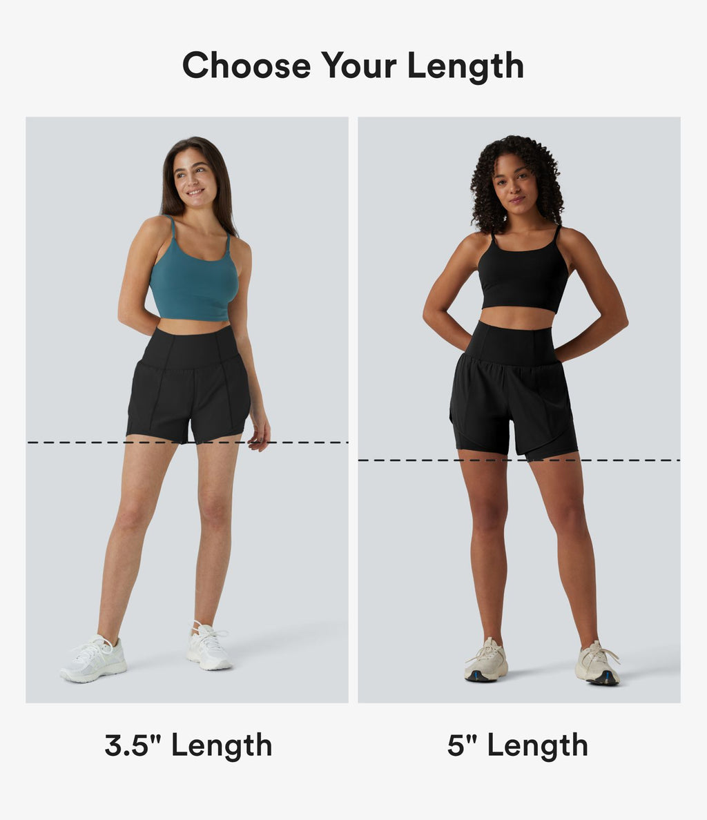 Breezeful™ Short 8,8cm Yoga Séchage Rapide 2 en 1 Taille Super Haute Ourlet Courbé Poches Latérales