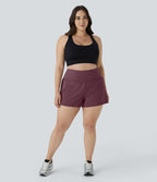 Short 8,8cm Sport Grande Taille 2 en 1 avec Poches Arrière et Poches Latérales Cachées