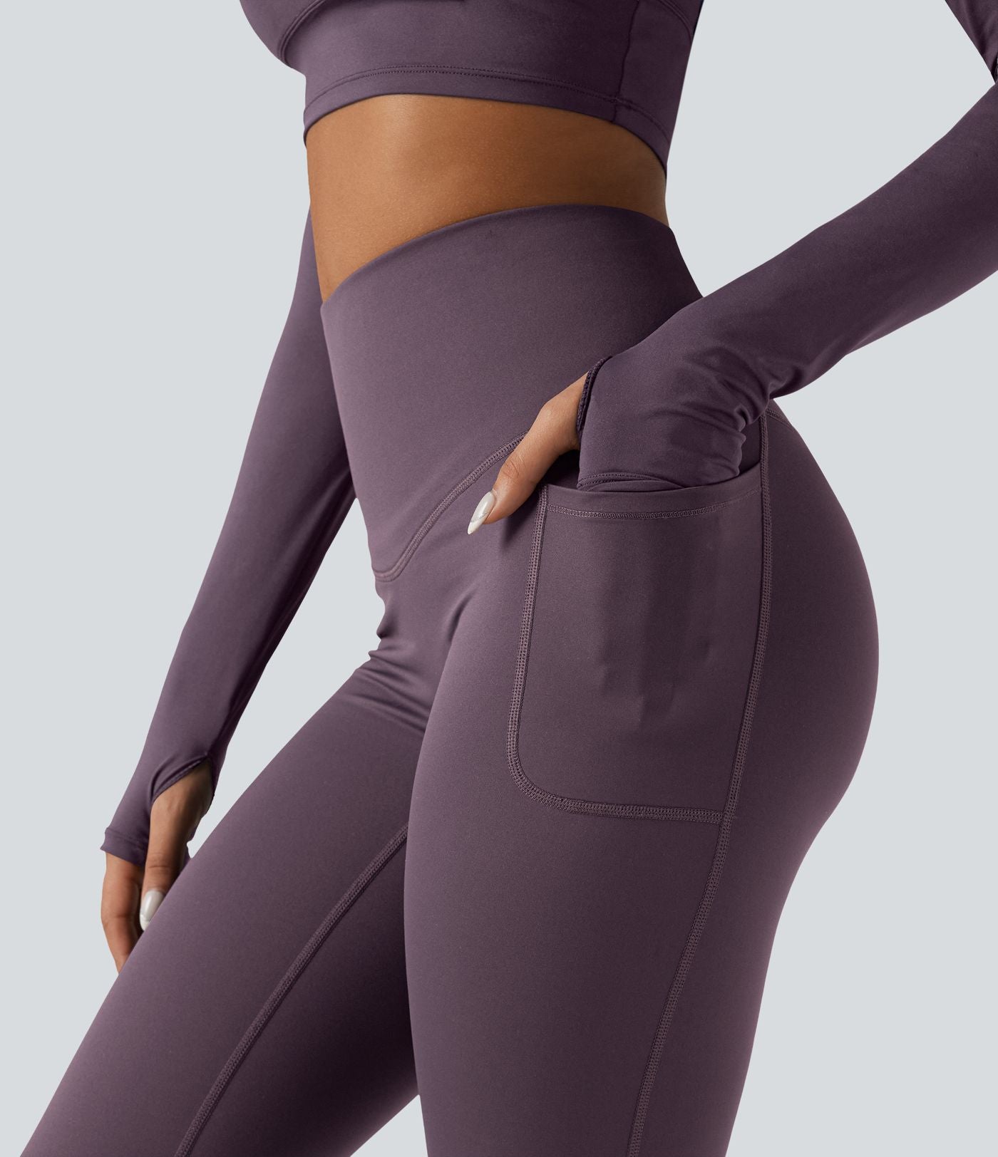 Legging running polaire thermique gainant croisé dos taille haute Halara UltraSculpt™ Heat avec poches