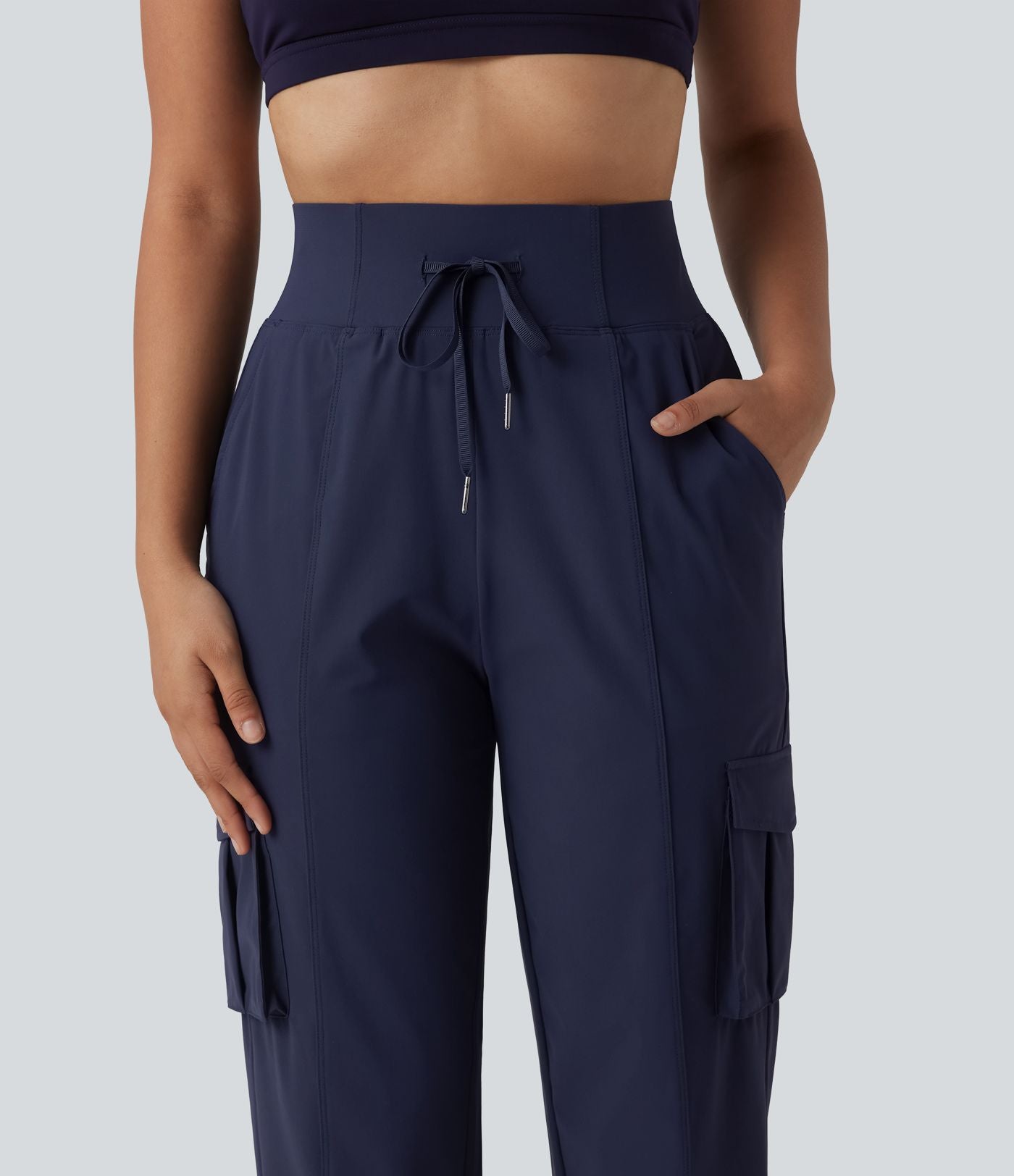 Jogging cargo décontracté à séchage rapide effet frais InstantCool taille haute avec cordon de serrage et poches, protection solaire UPF40+