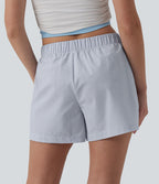 Short casual ample séchage rapide taille mi-haute aspect froissé avec poches à rabat