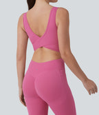 Combinaison d'entraînement Halara UltraSculpt™ évasée dos nu croisé gainante galbante avec fronces et coussinets fixes avec poches - Easy Peasy
