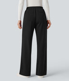 Pantalon tailleur coupe droite taille haute avec poches