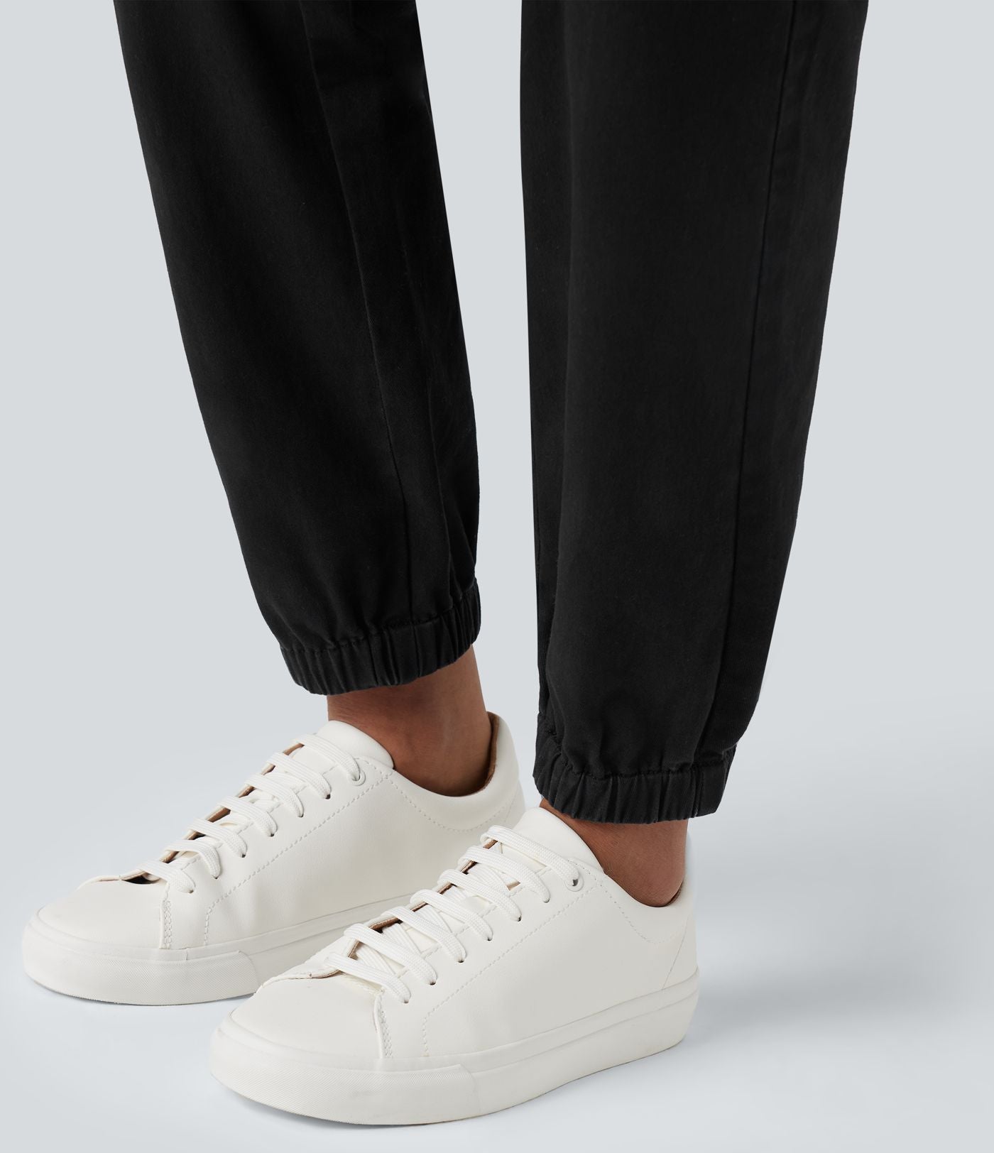 Jogging cargo chino coton taille haute avec poches