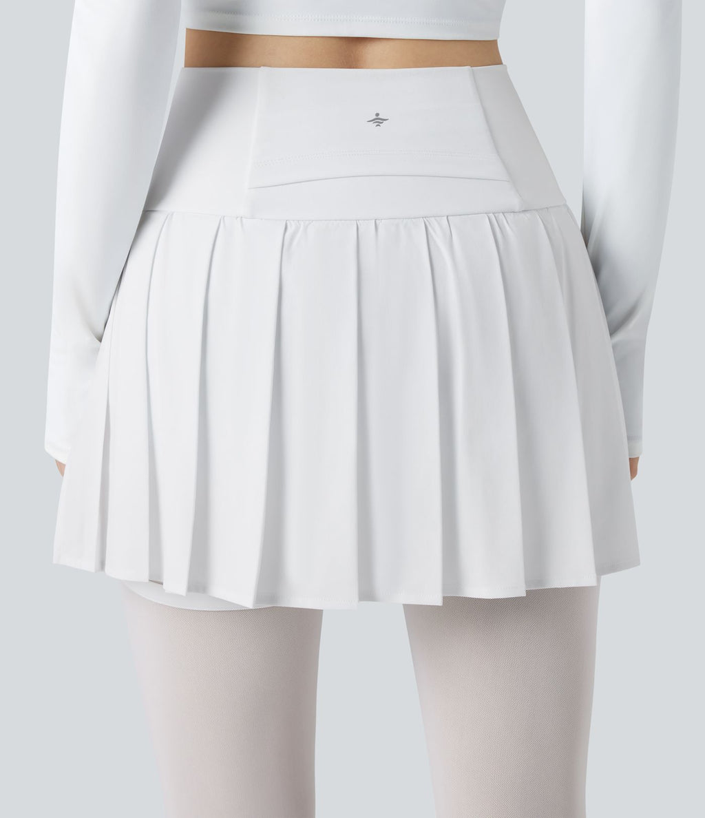 Legging à jupe étrier danse Breezeful™ 2-en-1 taille haute plissé résille contrastante séchage rapide avec poches