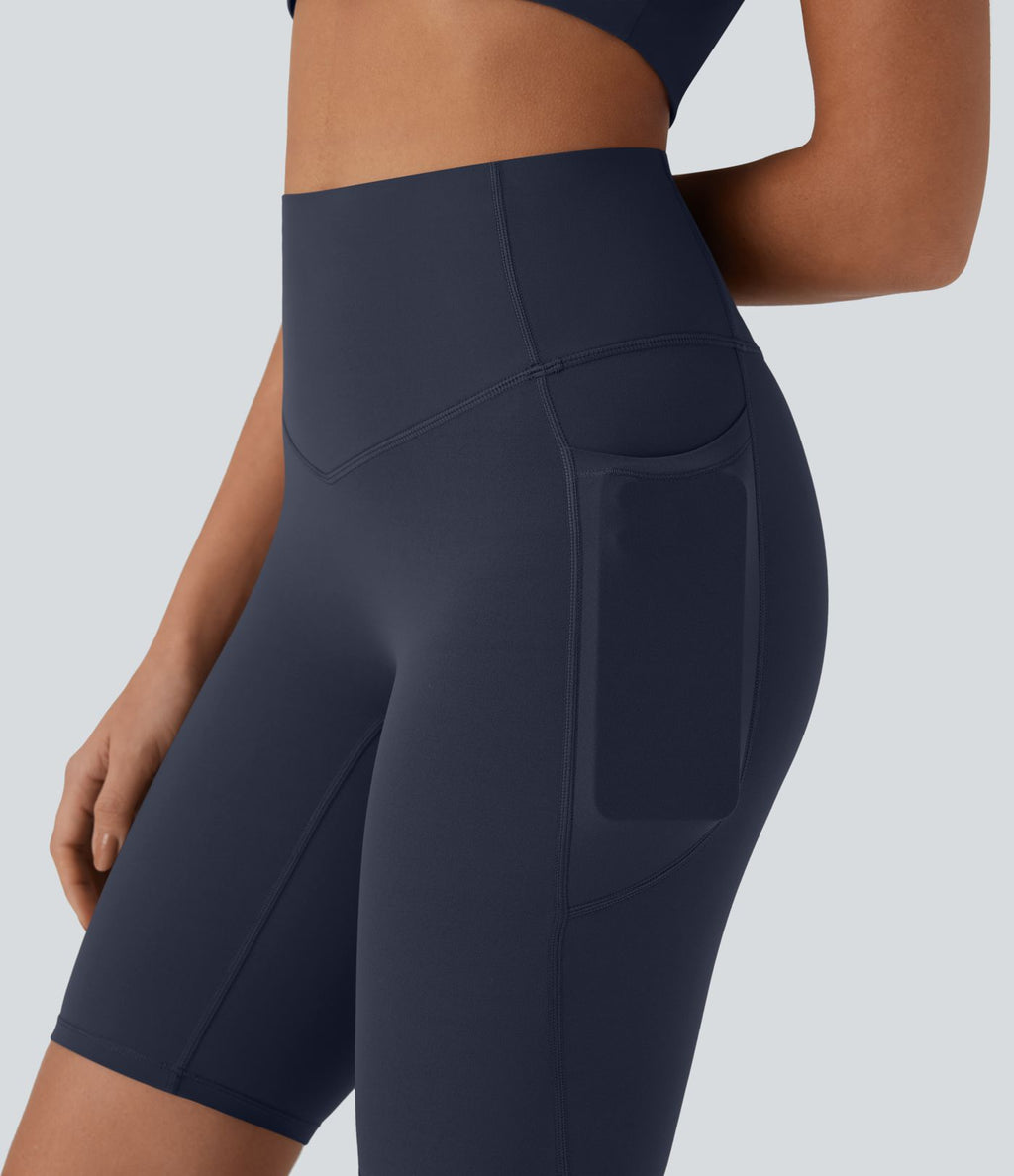 Short cycliste 22,8 cm d'entraînement gainant taille haute avec poches Halara UltraSculpt™