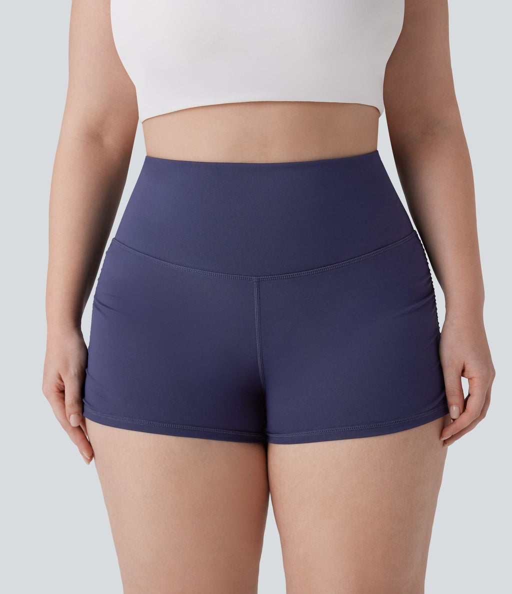 Short cycliste 6 cm de course gainant taille haute grande taille avec fronces et séchage rapide SoftlyZero™