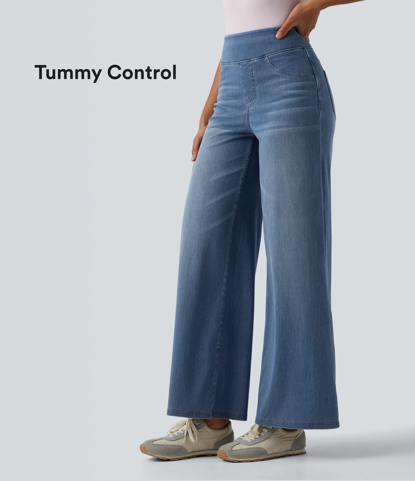 Jean large décontracté Halara Flex™ taille haute gainant avec poches