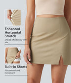 Jupe décontractée taille haute en lin extensible 2-en-1 avec fermeture éclair invisible et fente