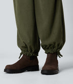 Pantalon décontracté large taille mi-haute en velours côtelé avec poches