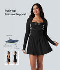 Robe de tennis active courte Halara UltraSculpt™ push-up 2-en-1 manches longues avec trous pouces et poche
