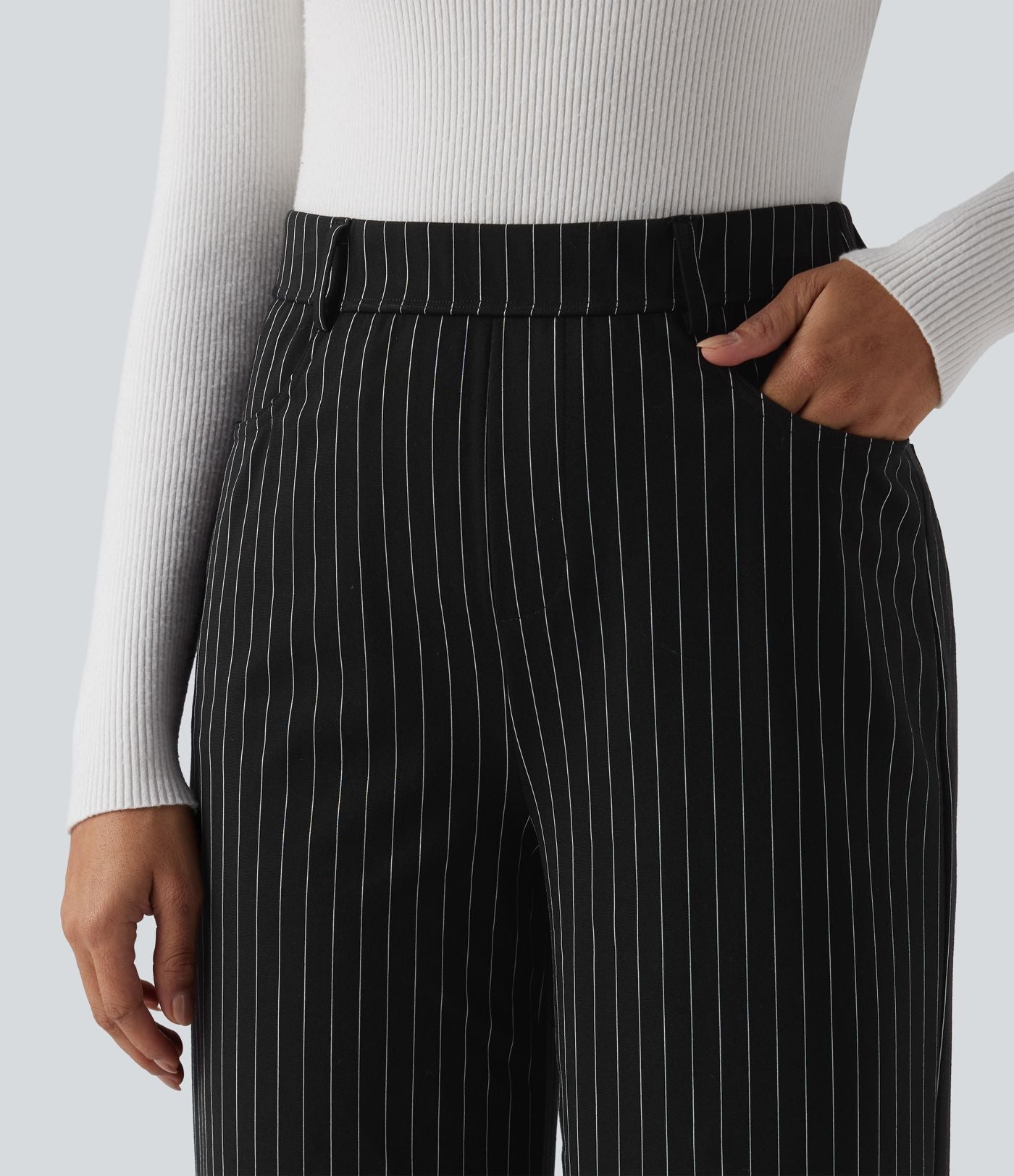 Pantalon de travail Halara Flex™ large taille haute à rayures et effet frais InstantCool avec poches