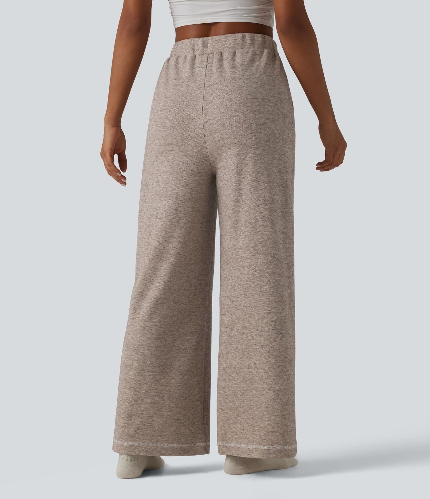 Pantalon ample taille haute avec cordon de serrage et poches
