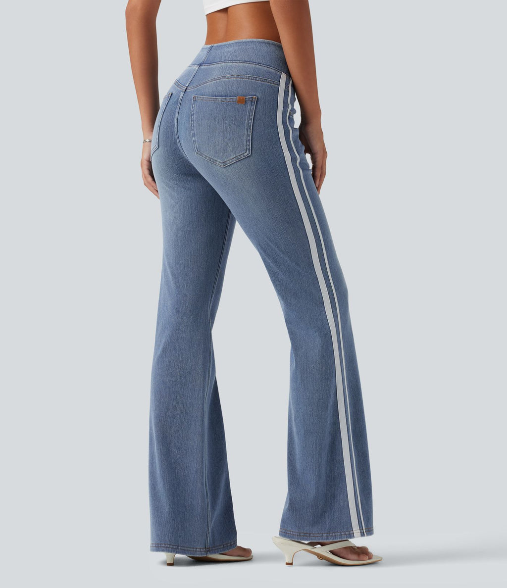 Jean flare Halara Flex™ taille haute délavé à rayures avec poches