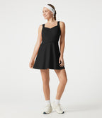 Robe de tennis courte SoftlyZero™ Airy avec brassière intégrée 2-en-1, douce et respirante, avec poches, bonnets DD à F - Édition Easy Peasy - Protection solaire UPF50+