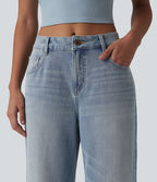 Jean Halara Flex™ mi-taille large ample délavé décontracté avec poches