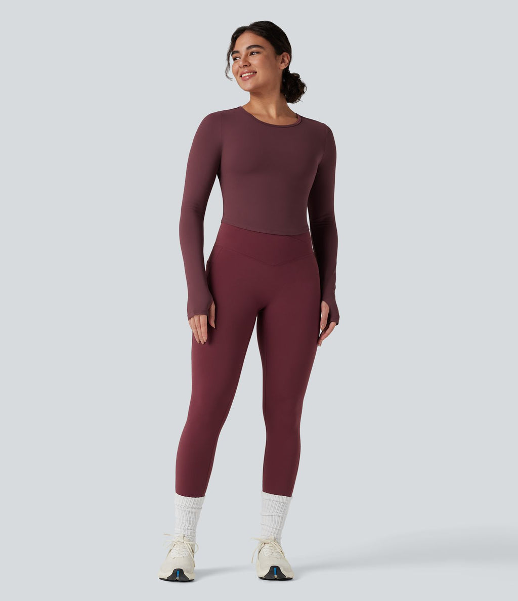 Top yoga slim SoftlyZero™ dos nu boucle ajustable manches longues avec trous pouces - UPF50+