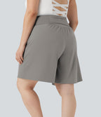 Bermuda de yoga grande taille SoftlyZero™ Airy taille haute effet frais InstantCool avec poches