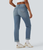 Jean décontracté Halara Flex™ ajusté taille haute ourlet retroussé avec poches