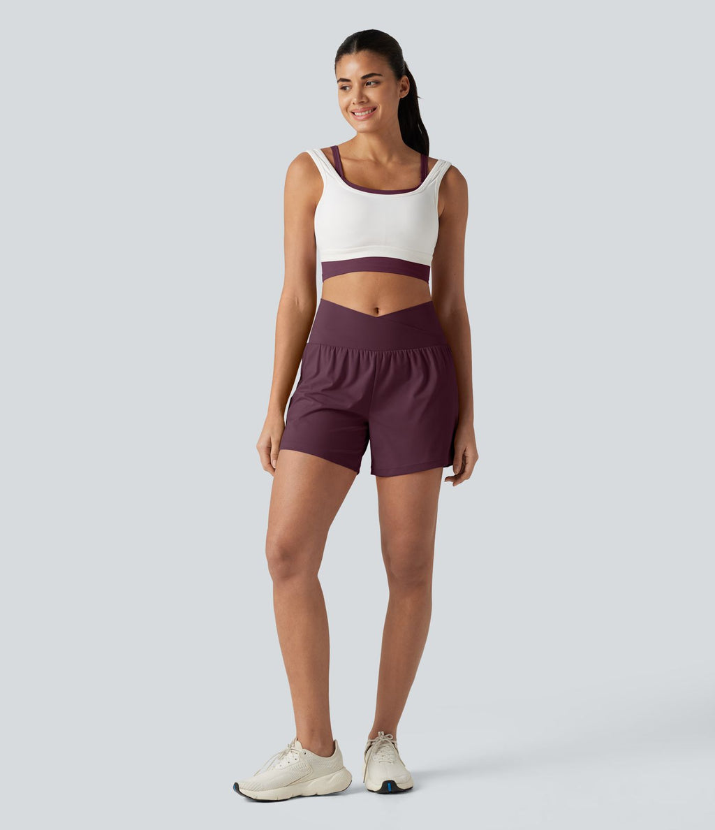 Short de yoga SoftlyZero™ Airy croisé taille haute 2-en-1 effet frais InstantCool 12,5 cm avec poches