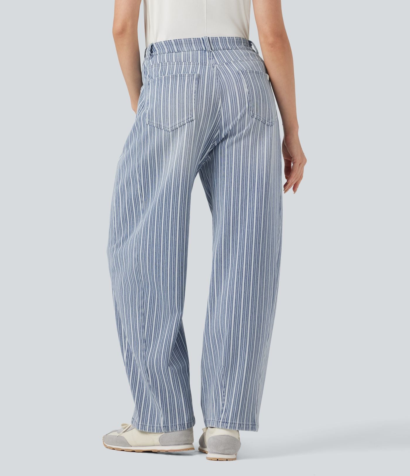 Jean barrel Halara Flex™ rayé taille haute avec poches