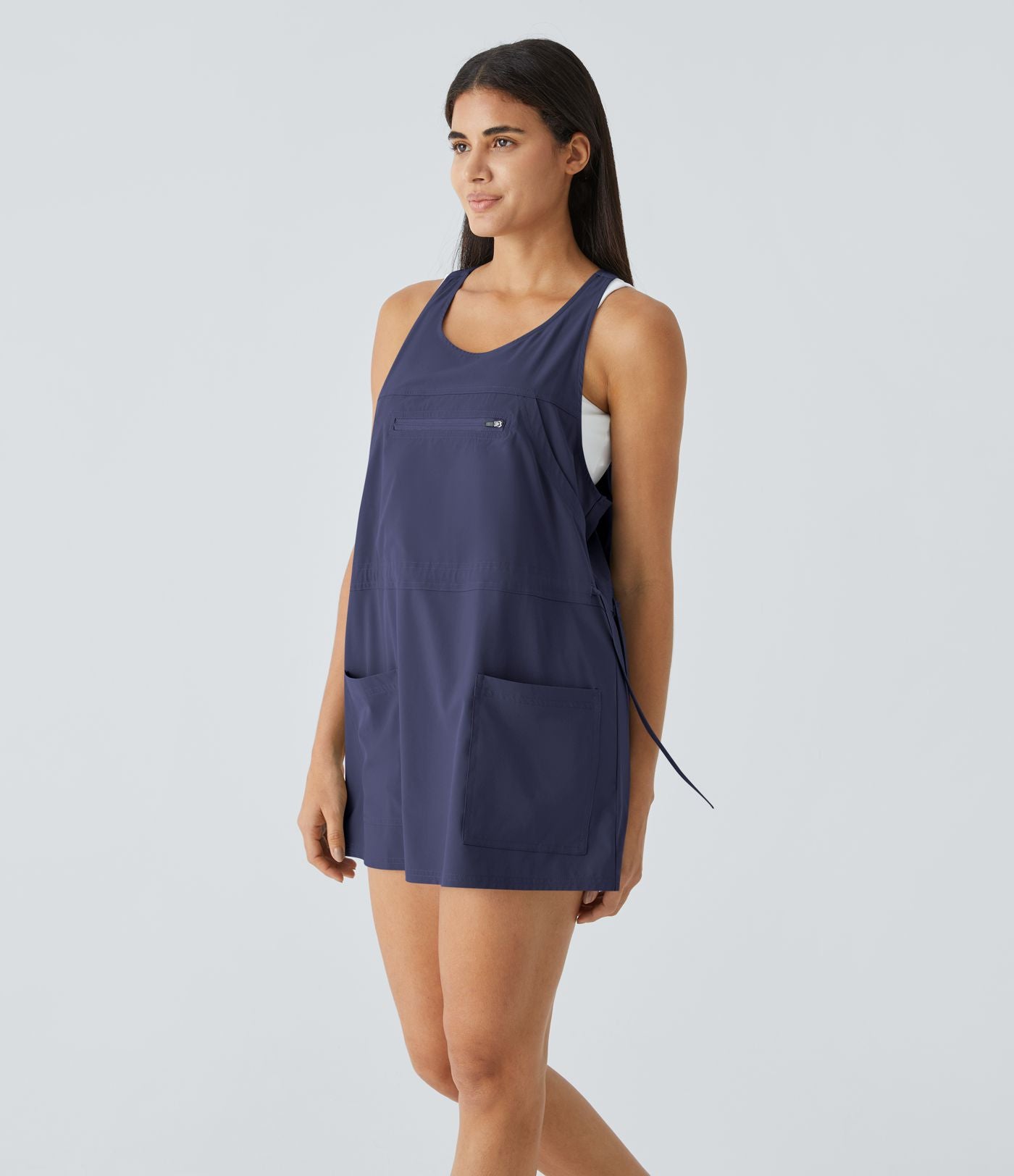 Breezeful™ Robe Sport Randonnée Mini Séchage Rapide 2 Pièces Dos Nu Poches Multiples Cordon de Serrage