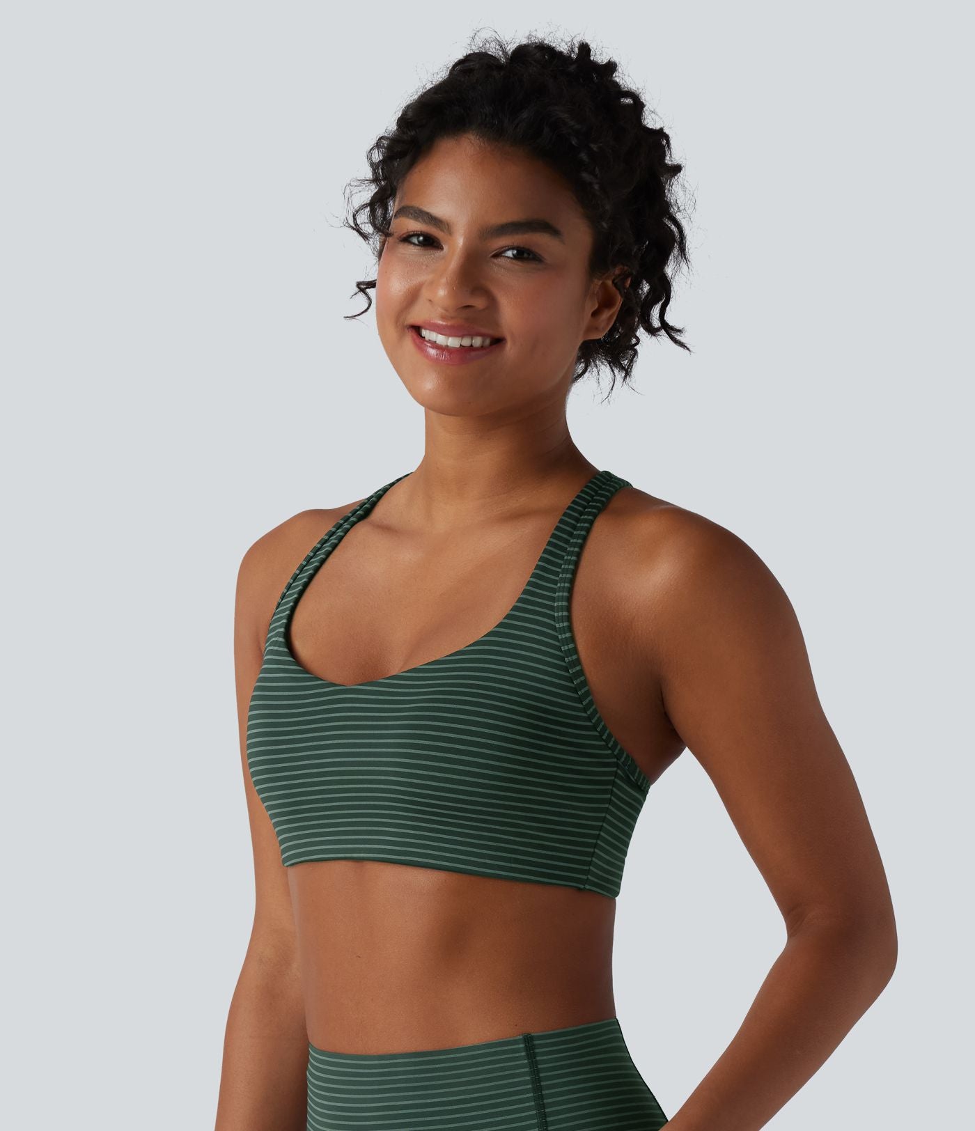 Brassière de sport d'entraînement soutien moyen dos nageur à rayures