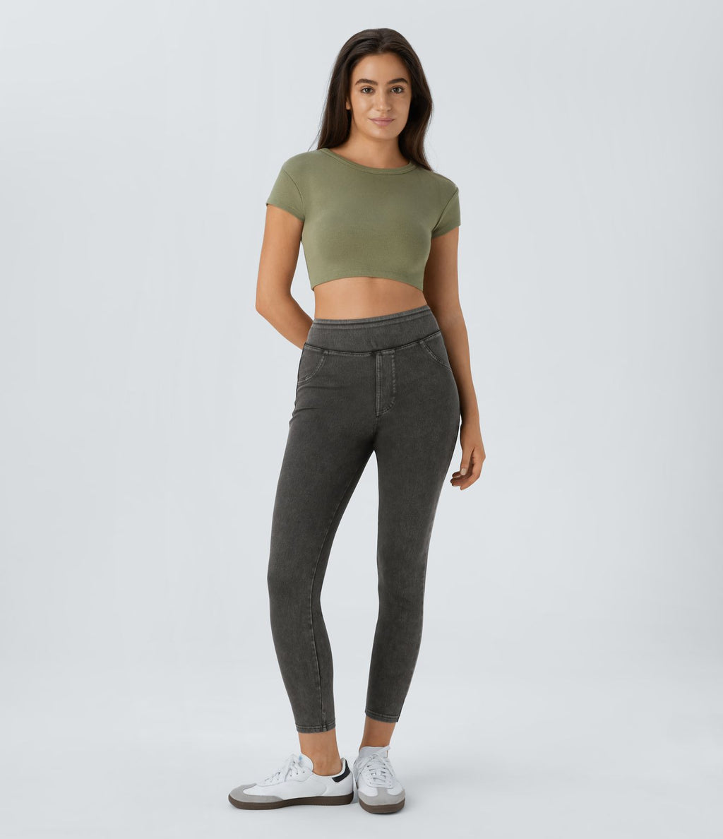 Halara Flex™ Jegging Casual Taille Haute Tricot Extensible Poche Latérale Arrière