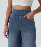 Halara Flex™ Jean large fluide délavé taille haute à rayures avec poches