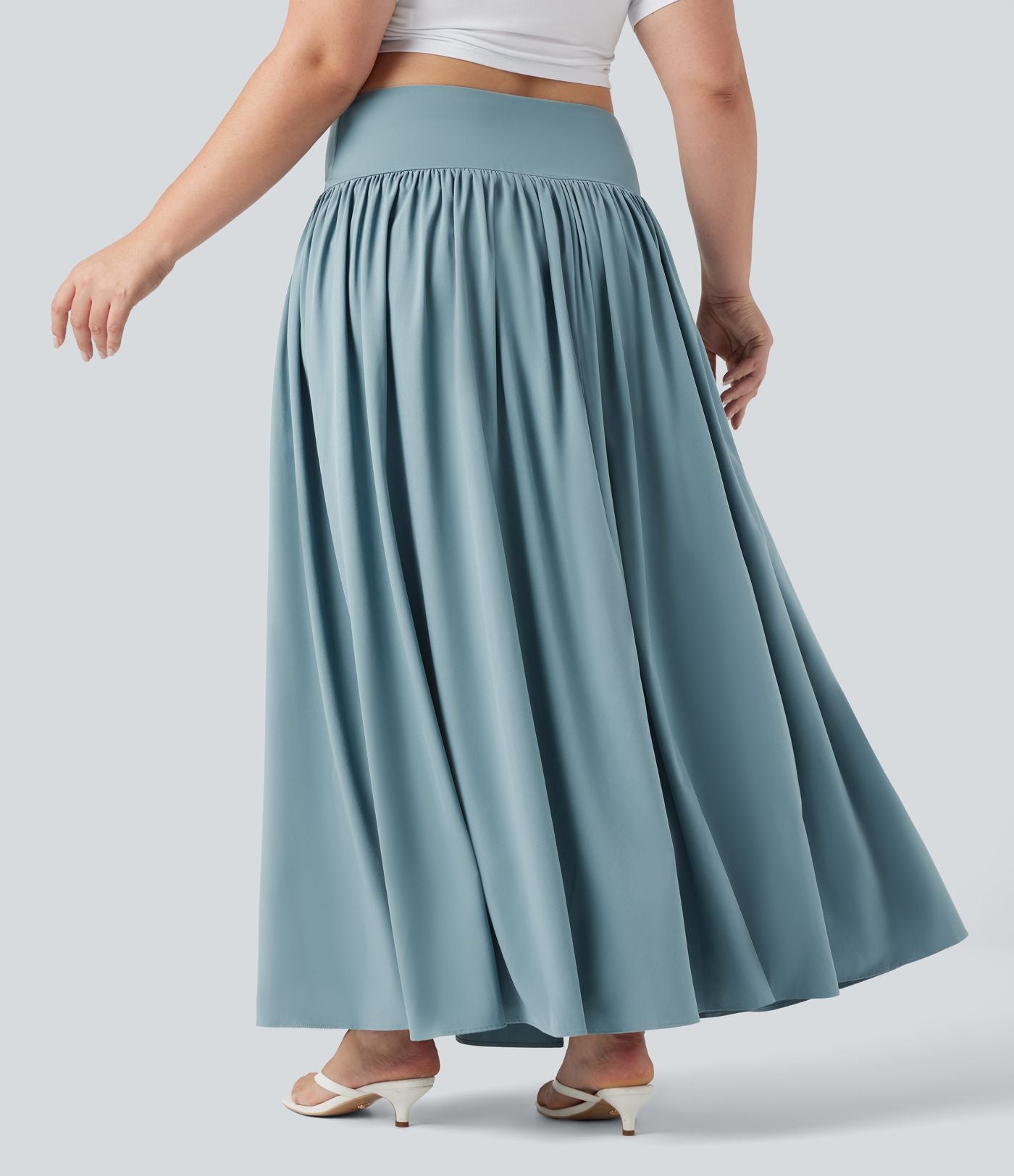 Jupe maxi fluide 2-en-1 gainante taille haute à séchage rapide grande taille Breezeful™